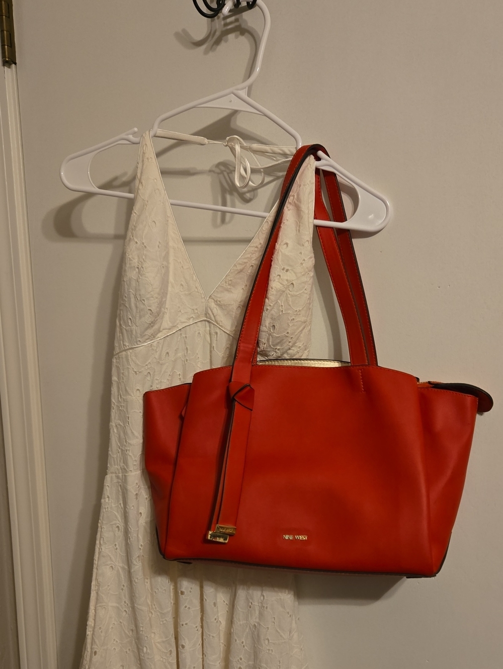 Nine West Red Leather-Look Shoulder Tote
